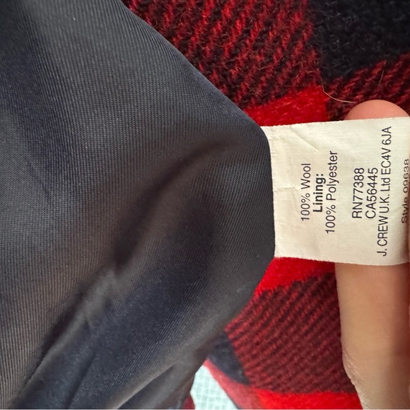J.Crew Red Buffalo Check Wool Coat - Picture 6 of 6